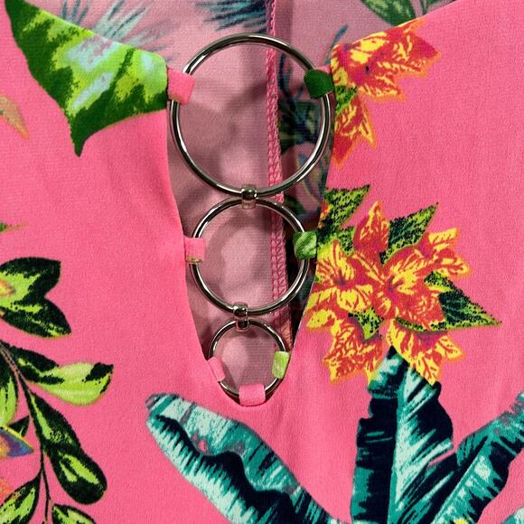 Studio Park x Jane Treacy Petite Tropical Hardware Dress Pink Tropical Size LP - Picture 4 of 9